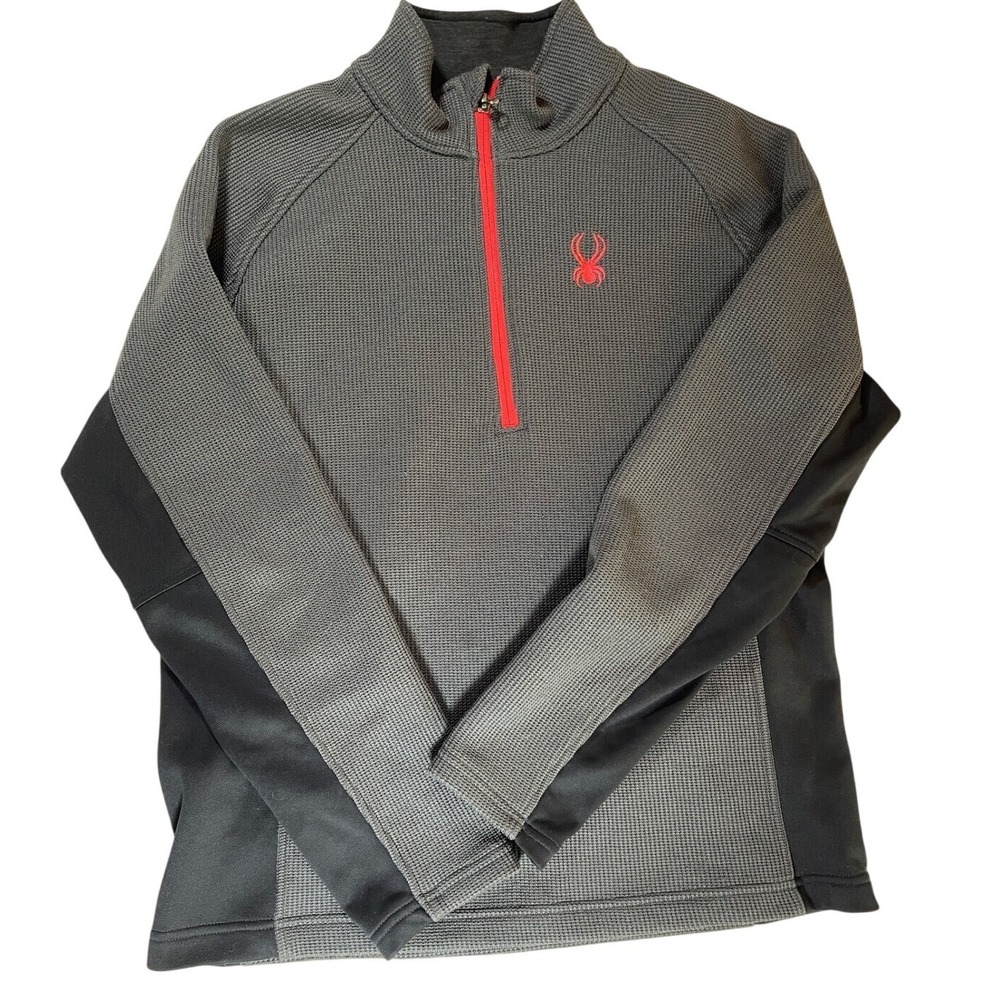 Spyder Pullover Half Zip‎ Athletic Training Top Gray Red Logo Size M
